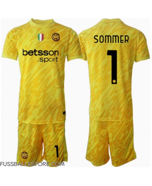 Günstige Inter Milan Yann Sommer #1 Torwart Auswärts Trikotsatzt Kinder 2024-25 Kurzarm (+ Kurze Hosen)